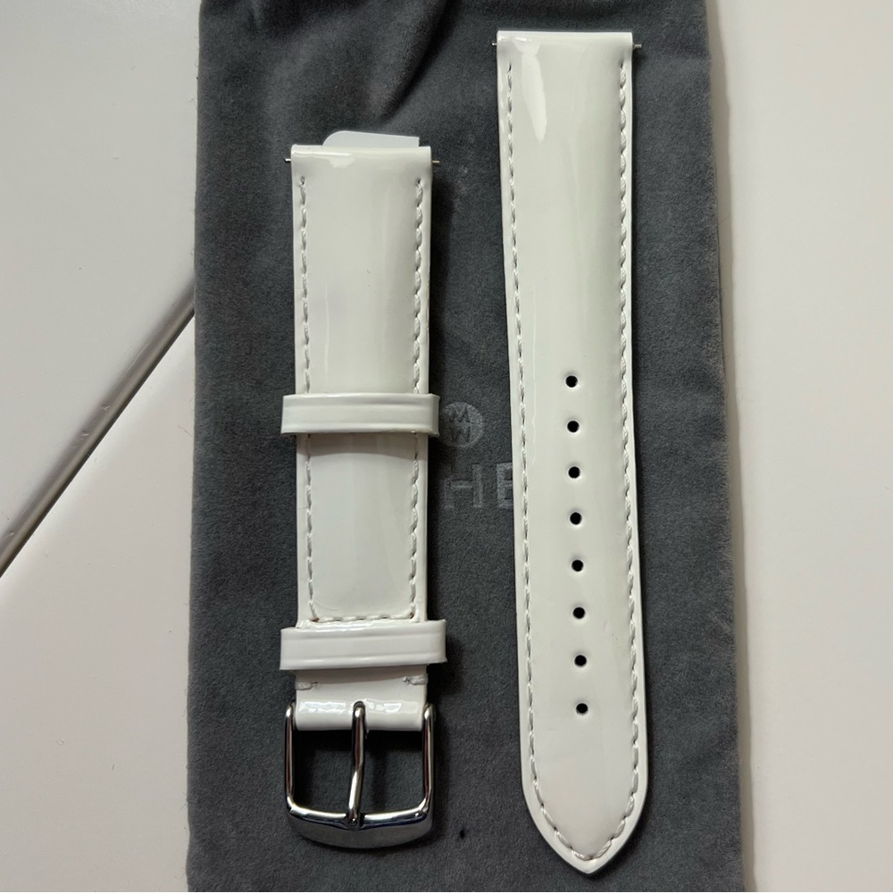 Michele Watch White Leather Strap